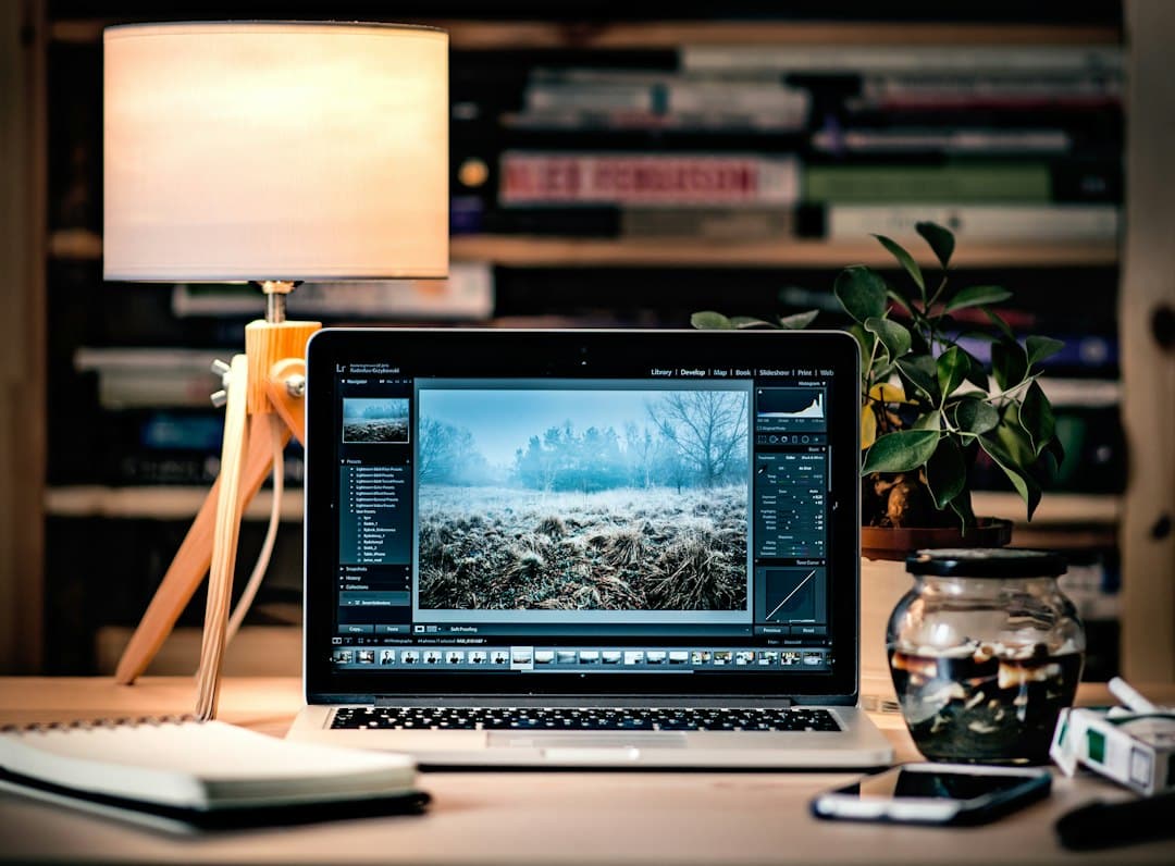 Laptop setup for editing educational video content
